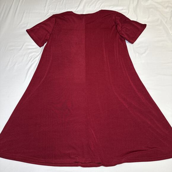 Jostar Dress Short Sleeve Stretch Travel Fabric Size Large Maroon Cranberry EUC - Picture 10 of 11